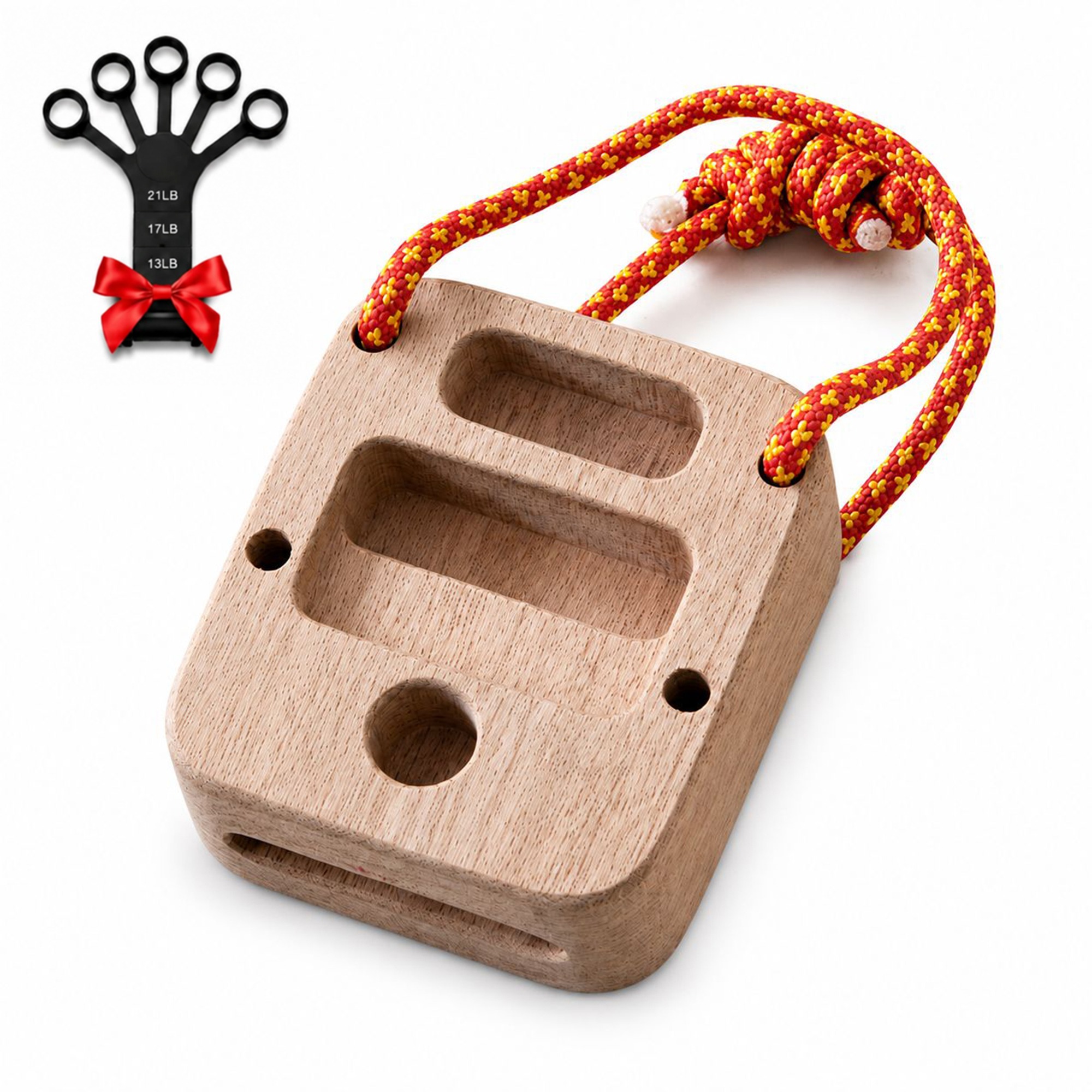 AEVORN portable wooden hangboard block with rope and finger trainer